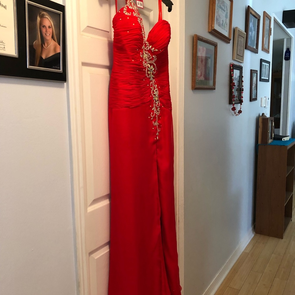 Formal length cherry red dress. Wore one time